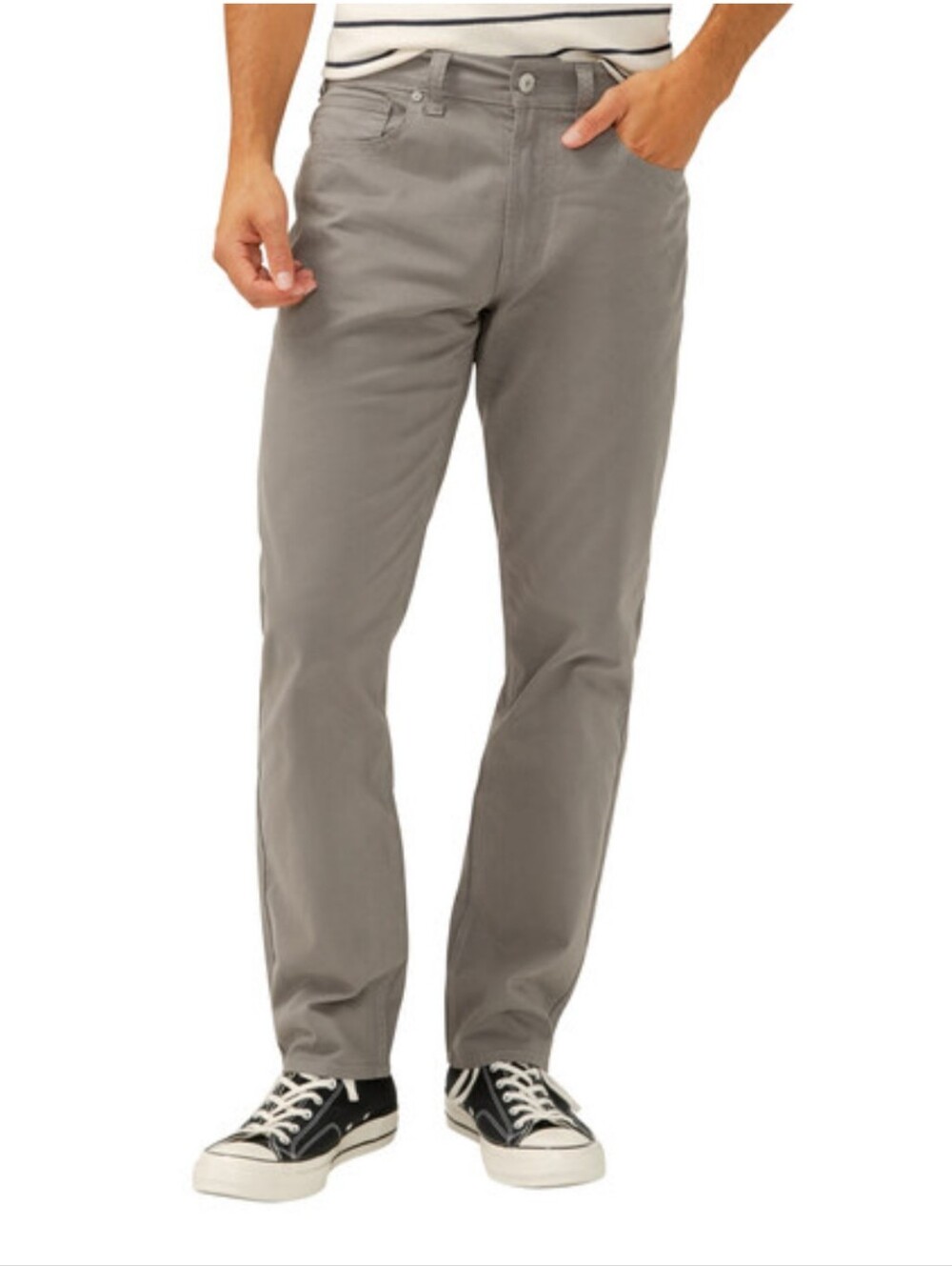 SILVER JEANS | Men's Grey Eddie Athletic Fit Tapered Leg Twill Pants